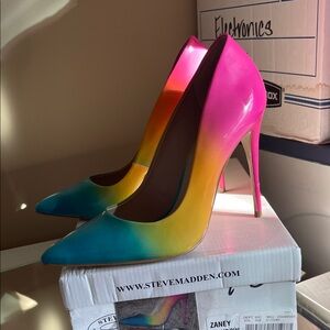 Steve Madden Gradient Pink to Teal Pointed Toe Stiletto Heels